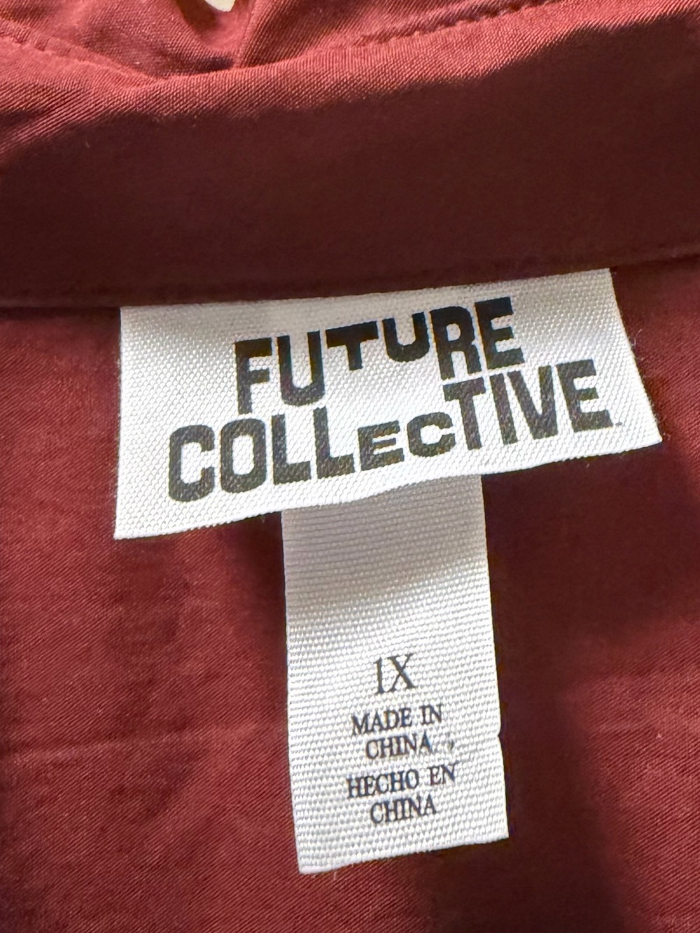 Smocked Waist Long-Sleeve Maxi Dress in Burgundy from Future Collective 1XL - Picture 7 of 7